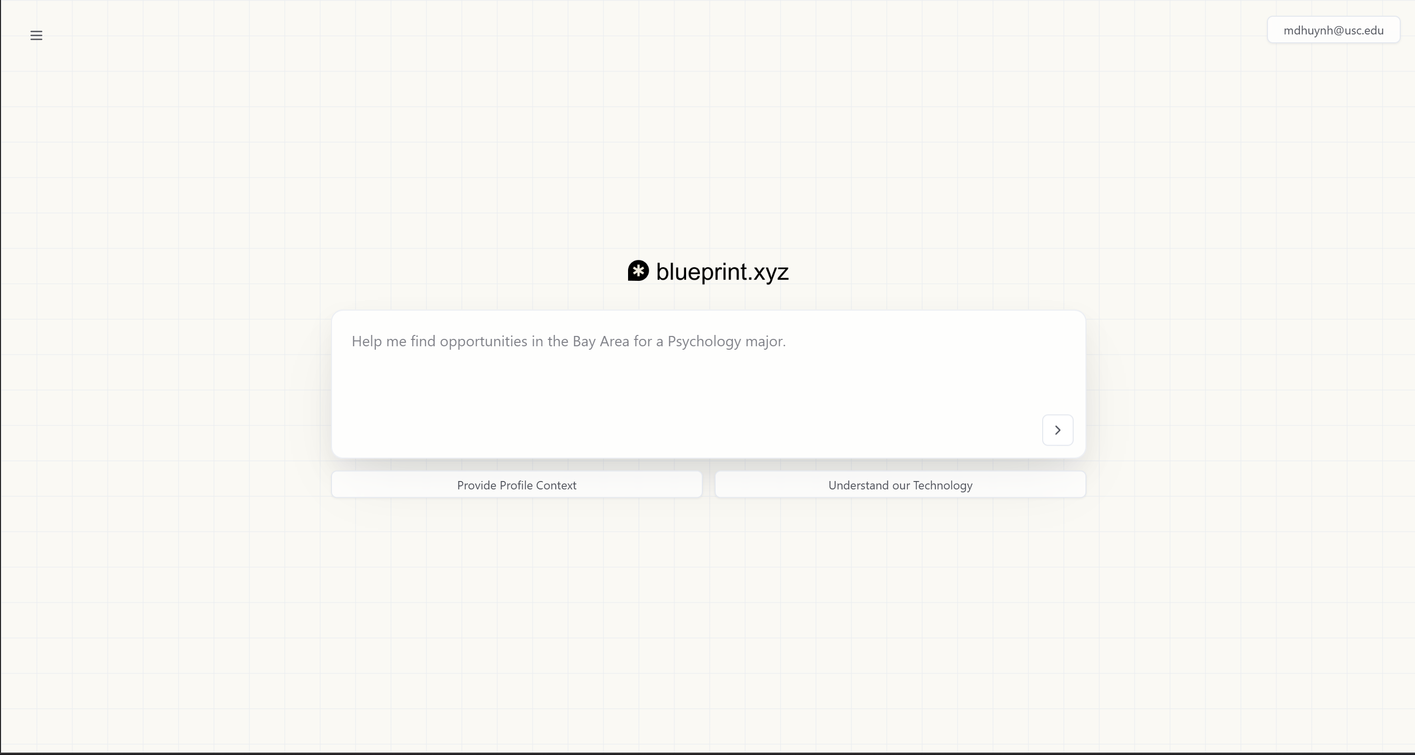 Blueprint home screen with search bar and Explore Community actions